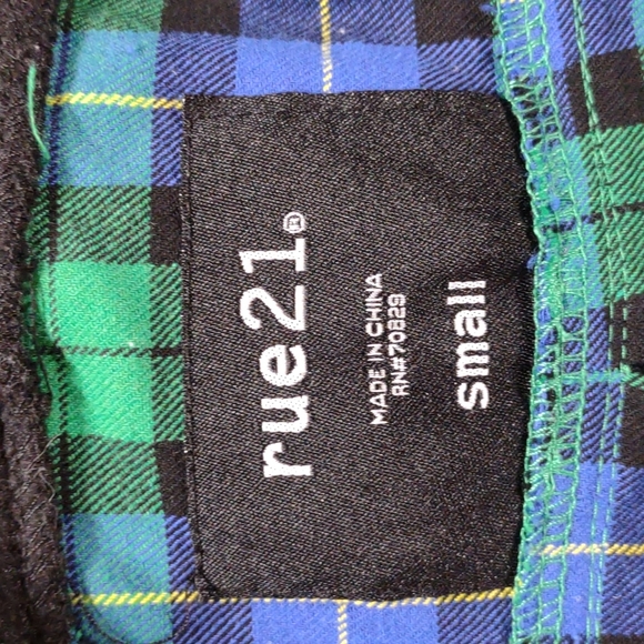 Rue 21 Size Small Green & blue hooded button down flannel shirt - Picture 6 of 9